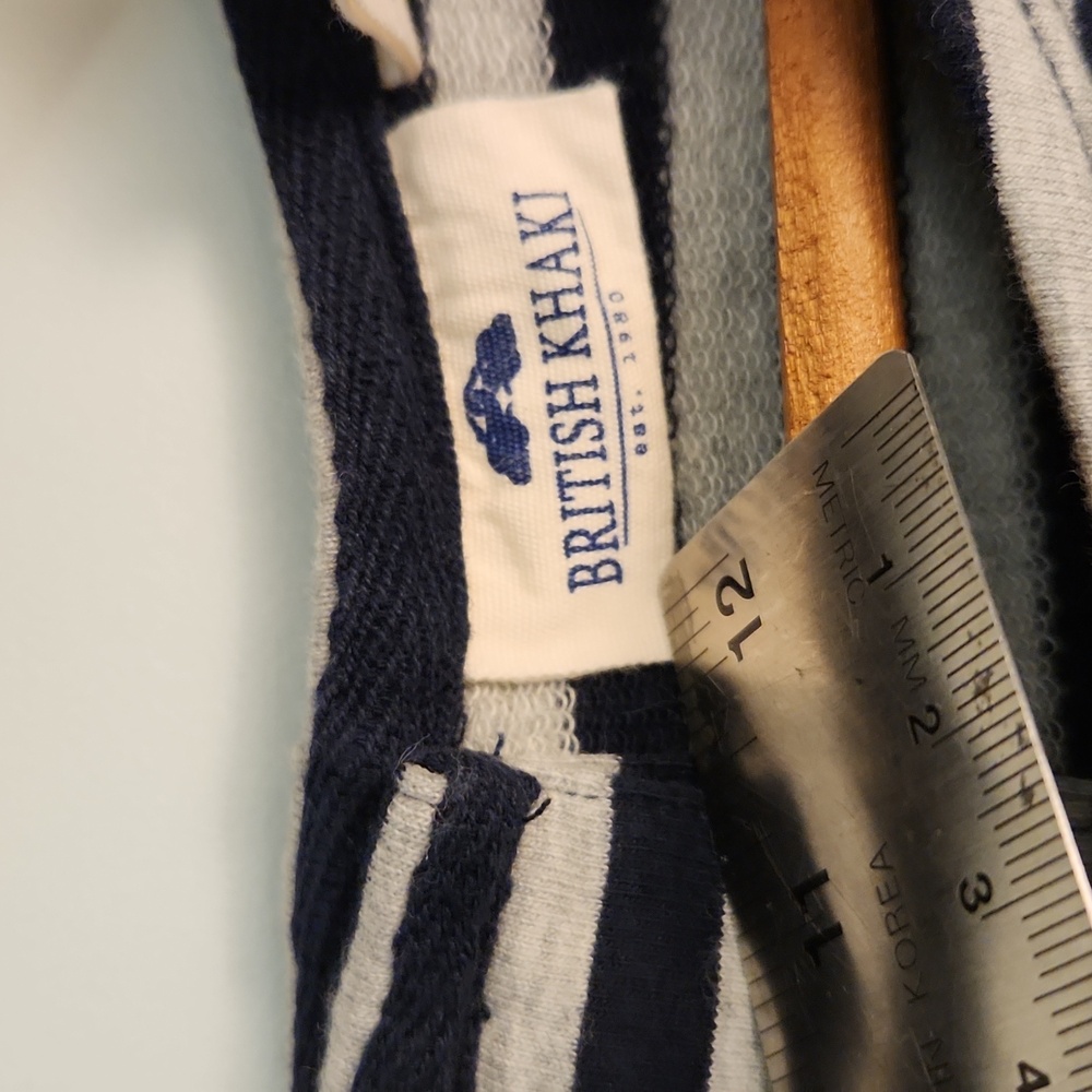 British Khaki Navy & Gray Striped T-Shirt Mini Dress – Size XS - Picture 3 of 11